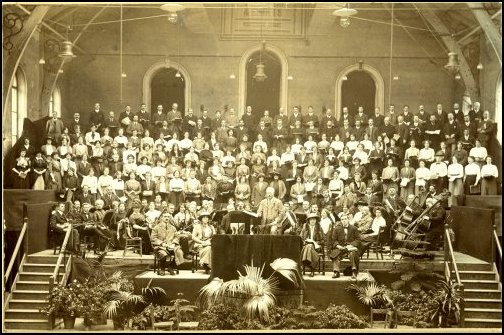 The first concert at the Newbury Corn Exchange in 1885